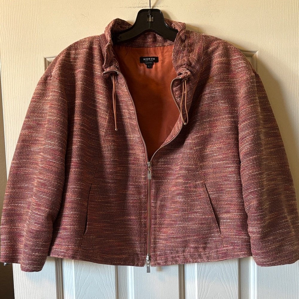 Worth New York EUC Pink and Orange Tweed Jacket size L
